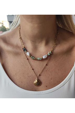گردنبند استیل ( فولاد ) زرد زنانه استیل ضد زنگ MoS JEWELLERY - کد 952269888
