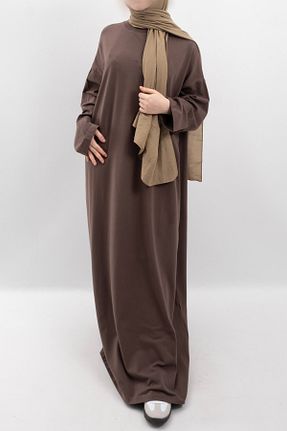 لباس حجاب قهوه ای زنانه اورسایز Vauva - کد 933264148