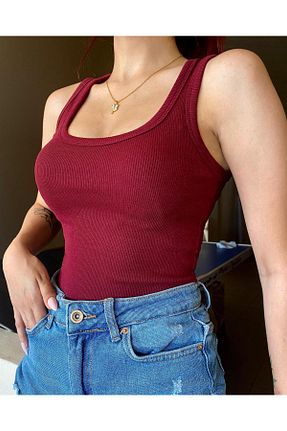 بادی زرشکی زنانه یقه مربعی ulslu - کد 953345808