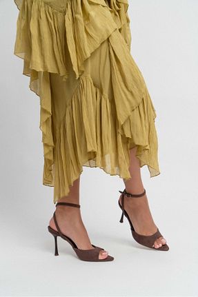 کفش پاشنه بلند کلاسیک قهوه ای زنانه چرم مصنوعی NİŞANTAŞI SHOES - کد 954301499