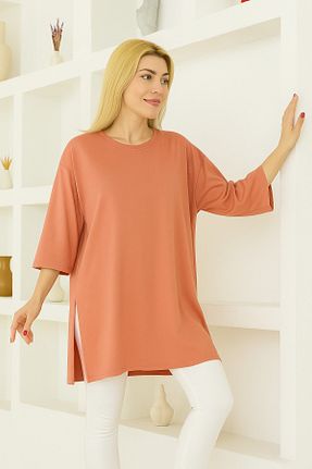 تیشرت نارنجی زنانه اورسایز nacar çarşı - کد 934471800