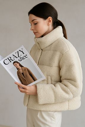کاپشن نباتی زنانه اورسایز Crazy shee - کد 871129229