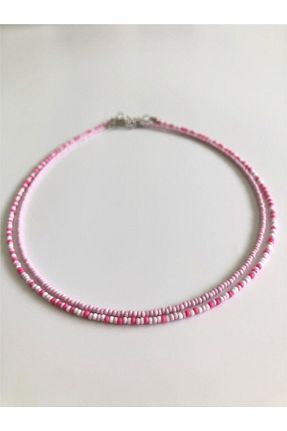 گردنبند جواهر صورتی زنانه منجق Handmade - کد 742153740