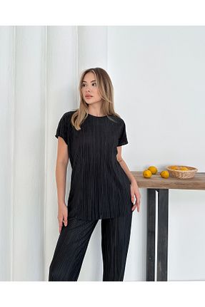 ست بالاتنه و پائین تنه مشکی زنانه بافتنی MODAMİNEM - کد 950585469
