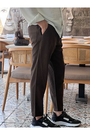 شلوار قهوه ای مردانه کتان Scornic - کد 926521701