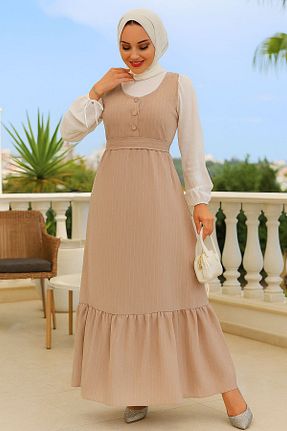 لباس حجاب بژ زنانه رگولار Neva Style - کد 884316871