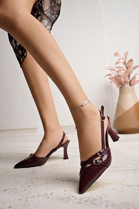 صندل زرشکی زنانه پاشنه ضخیم Nesil Shoes - کد 854151554