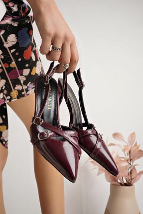 صندل زرشکی زنانه پاشنه ضخیم Nesil Shoes - کد 854151554