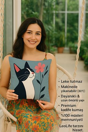 کوسن و روکش کوسن آبی مخمل Leolife - کد 944737888