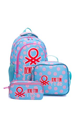 کیف مدرسه صورتی بچه گانه پارچه ای United Colors of Benetton - کد 939406352