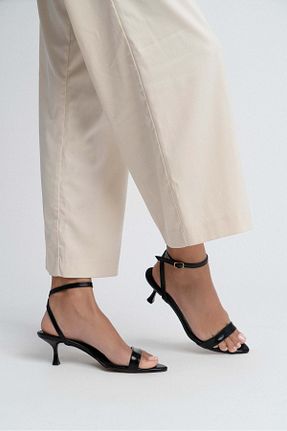 کفش پاشنه بلند کلاسیک مشکی زنانه چرم مصنوعی NİŞANTAŞI SHOES - کد 955736710