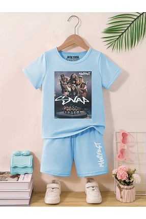 ست بالاتنه و پائین تنه آبی بچه گانه بافت Lazy Koala - کد 954097073