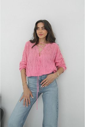 پلیور رنگی زنانه رگولار Havoş - کد 954738676
