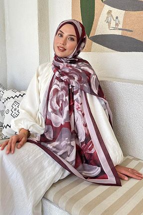 شال زرشکی زنانه پنبه ای lamelif - کد 955356293