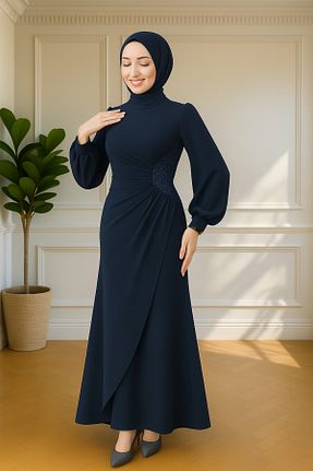 لباس مجلسی حجاب رنگی زنانه یقه ایستاده Ayşe Melek - کد 955415878