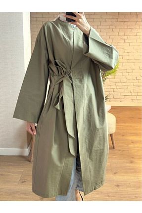 کیمونو و کافتان سبز زنانه مخلوط کتان FA Butiq - کد 955563584