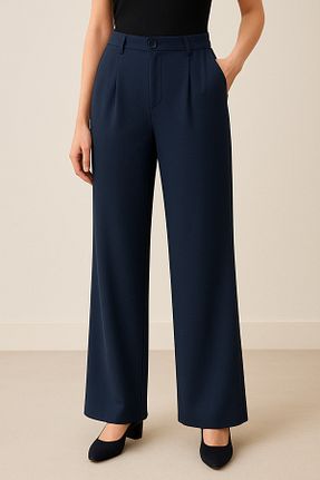 شلوار پارچه ای سرمه ای زنانه سایز اورجینال eywear - کد 955657478