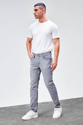 شلوار جین طوسی مردانه رگولار HLT JEANS - کد 902713320