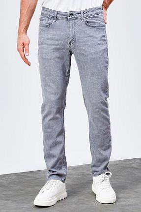 شلوار جین طوسی مردانه رگولار HLT JEANS - کد 902713320