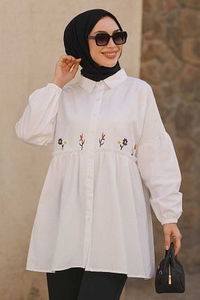 تونیک حجاب سفید زنانه پنبه ای Neva Style - کد 895057630