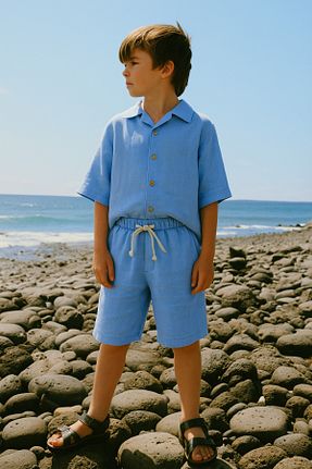 ست بالاتنه و پائین تنه آبی بچه گانه بافتنی rg kidsstore - کد 857160452