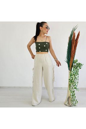 شلوار بژ زنانه کتان Altı Üstü Butik - کد 865182261