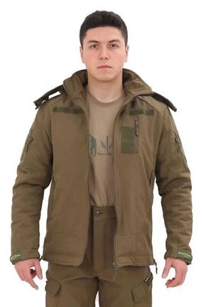 کاپشن خاکی مردانه رگولار SİNGLE SWORD - کد 759420927