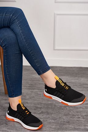 کفش اسنیکر مشکی زنانه بند دار İmerShoes - کد 792284065