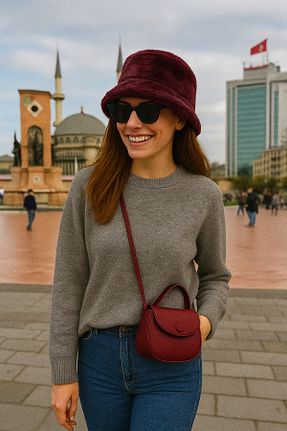 کلاه زرشکی زنانه پلی استر Butik - کد 854890207