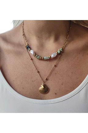 گردنبند استیل ( فولاد ) زرد زنانه استیل ضد زنگ MoS JEWELLERY - کد 952269888