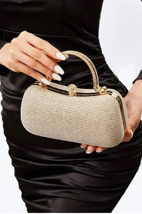 کیف مجلسی طلائی زنانه پارچه ای GUİZA - کد 865186880
