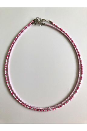 گردنبند جواهر صورتی زنانه منجق Handmade - کد 742153740