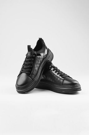 کفش اسنیکر مشکی مردانه چرم اصل ByItallanoshoes - کد 931979413