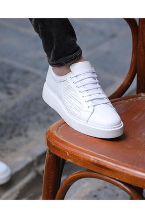 کفش اسنیکر سفید مردانه چرم اصل ByItallanoshoes - کد 904530070