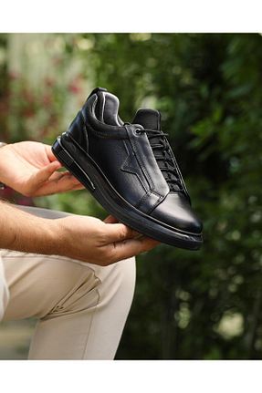 کفش اسنیکر مشکی مردانه چرم اصل ByItallanoshoes - کد 760361222