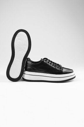 کفش اسنیکر مشکی مردانه چرم اصل ByItallanoshoes - کد 931979392
