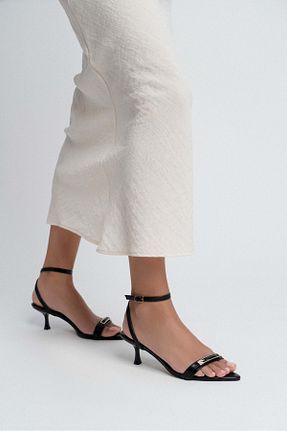 کفش پاشنه بلند کلاسیک مشکی زنانه چرم مصنوعی NİŞANTAŞI SHOES - کد 955735055