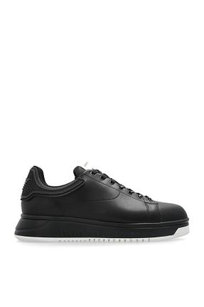 کفش اسنیکر مشکی مردانه چرم اصل Emporio Armani - کد 953679161