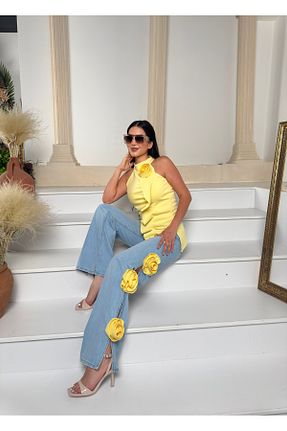 بلوز زرد زنانه ساده 1Moda1Tarz - کد 953902687
