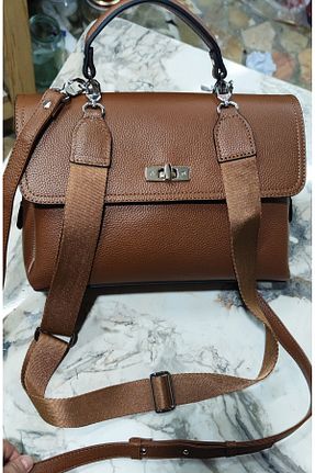 کیف پستچی قهوه ای زنانه چرم خالص valentina victoria - کد 953995502