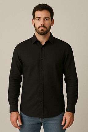 پیراهن مشکی مردانه رگولار Bürke - کد 954206501