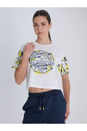 تیشرت اسپرت سفید زنانه رگولار Fenerbahçe - کد 954352347