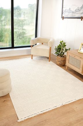 گلیم سفید پلی استر venucci home & living - کد 954746513