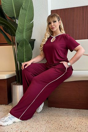ست بالاتنه و پائین تنه سایز بزرگ رنگی زنانه بافت EGZEBRU - کد 955217880