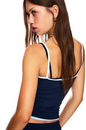 تیشرت آبی زنانه رگولار Bershka - کد 955467579