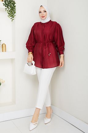 تونیک حجاب زرشکی زنانه پنبه پلی استر modapark.ist - کد 955690167
