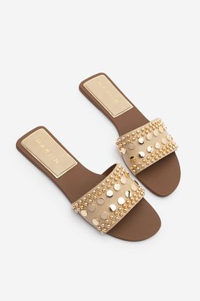دمپائی بژ زنانه چرم مصنوعی Marjin - کد 955423431