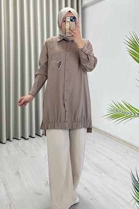 تونیک حجاب بژ زنانه بافتنی Puane - کد 955961239