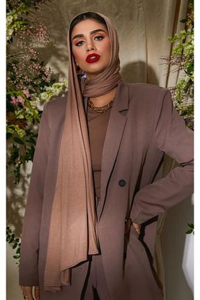 شال قهوه ای زنانه پنبه ای BENLİ - کد 140961804