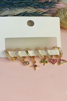 گوشواره استیل (فولاد) طلائی زنانه روکش طلا By Zeyna Aksesuar - کد 141532618